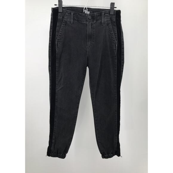 Paige Mayslie Black Denim Jogger Jeans Size 27 Velvet Inset - Picture 3 of 10